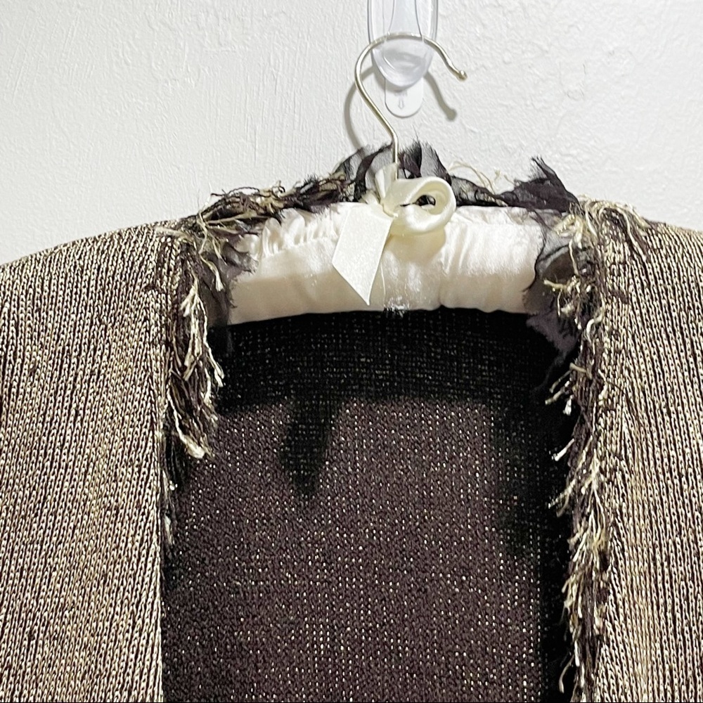 BALL OF COTTON Black Gold Knit Cardigan Fringe - Picture 3 of 7